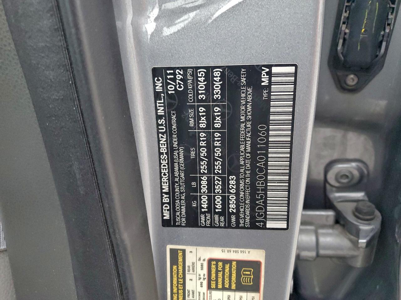 2012 MERCEDES-BENZ ML 350 4MATIC photo 12