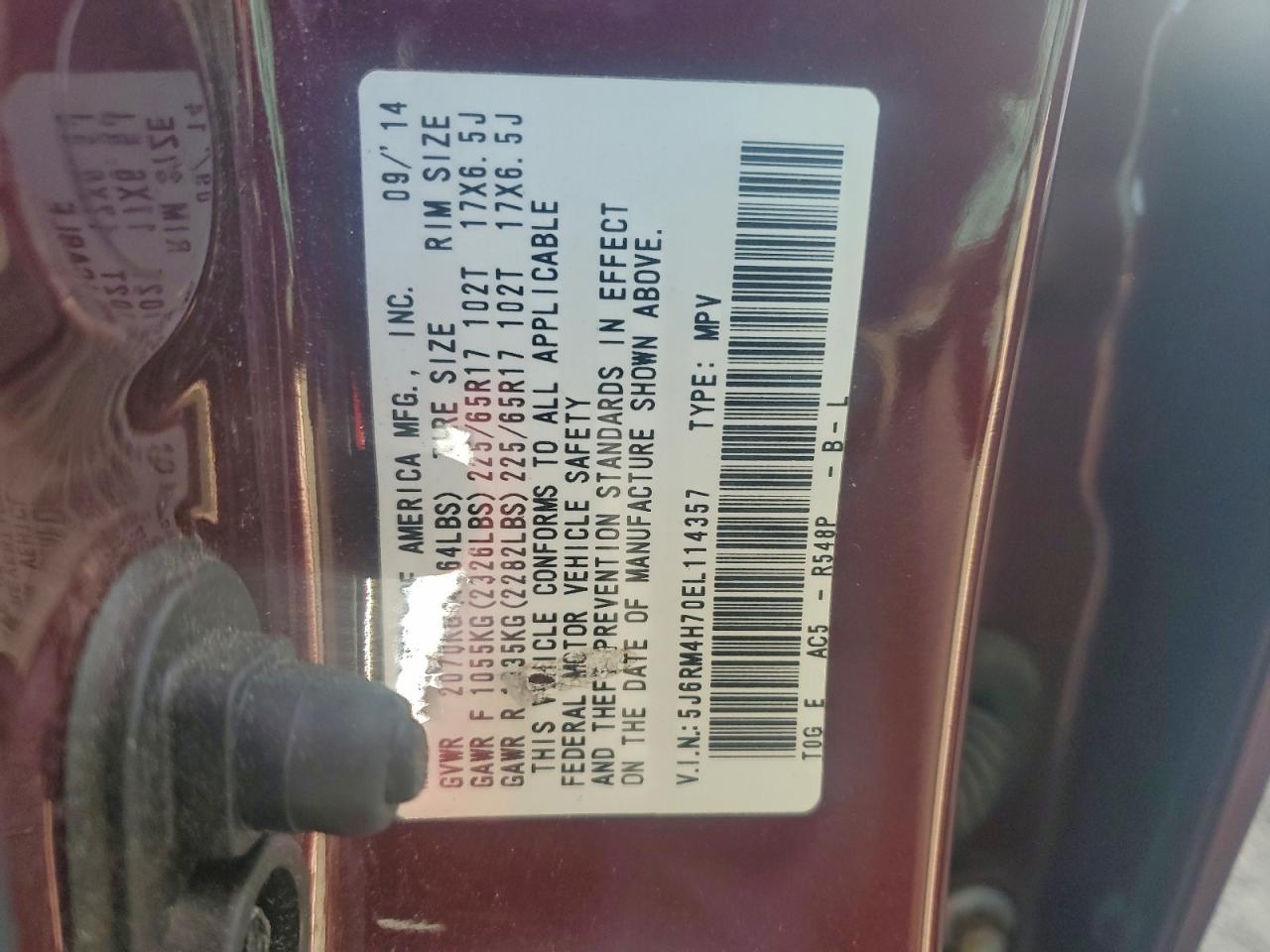 2014 HONDA CR-V EXL photo 13