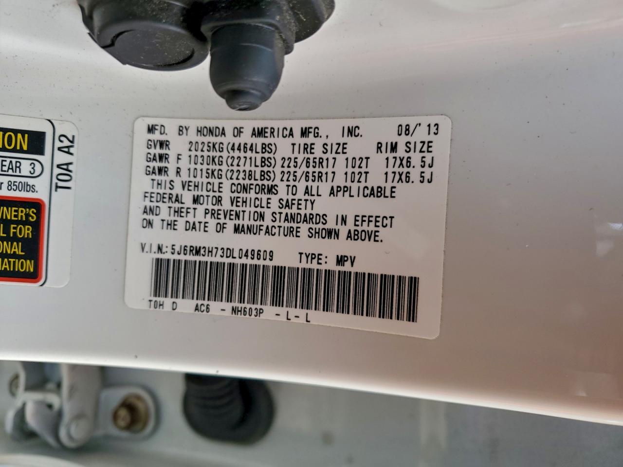 2013 HONDA CR-V EXL photo 13