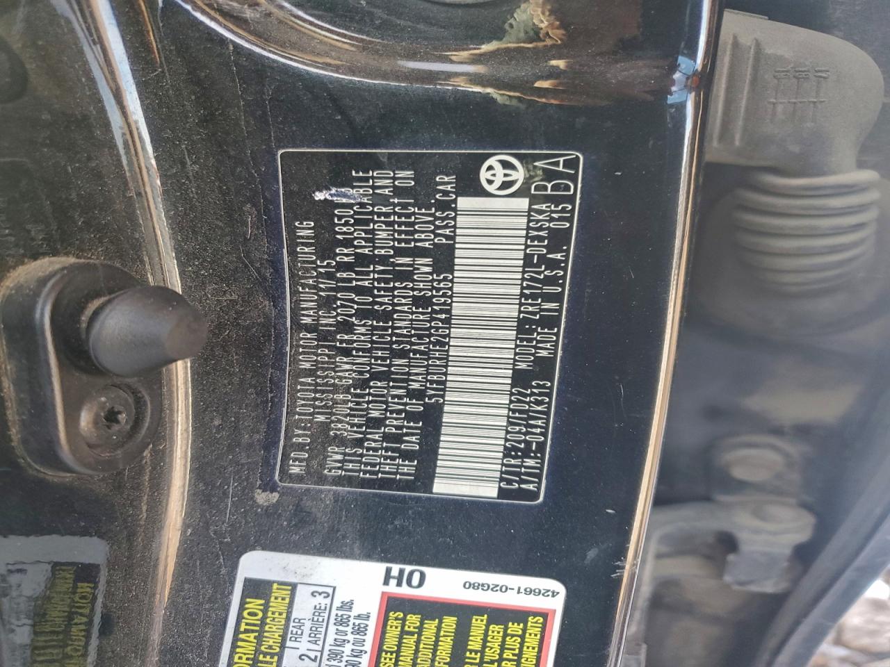 2016 TOYOTA COROLLA L photo 45