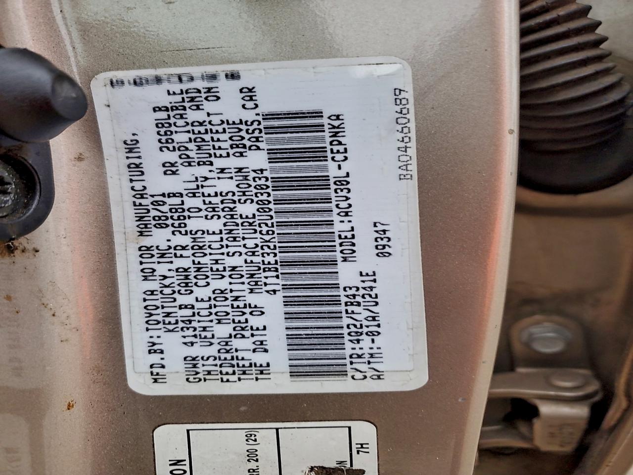 2002 TOYOTA CAMRY LE photo 34
