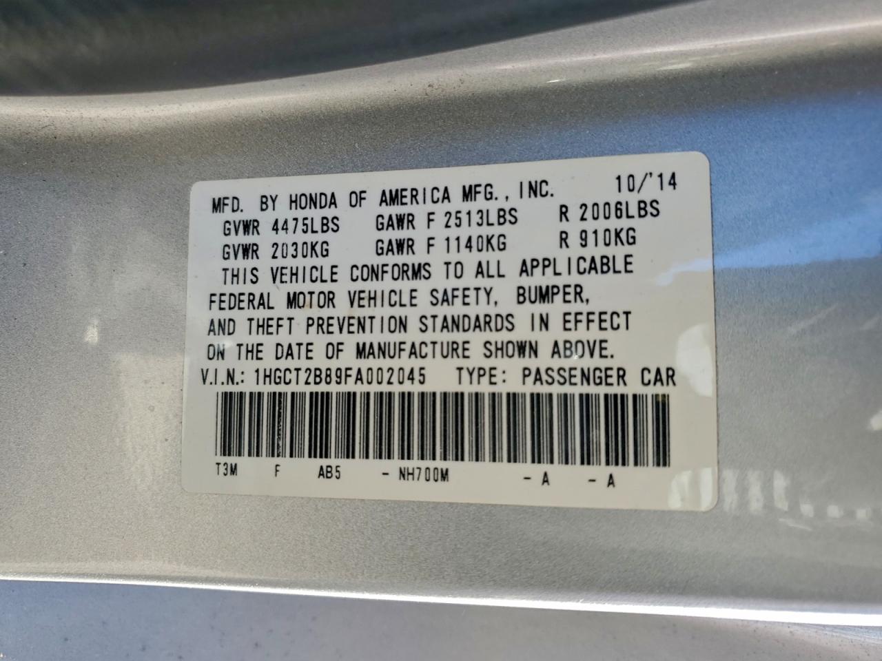 2015 HONDA ACCORD EXL photo 25