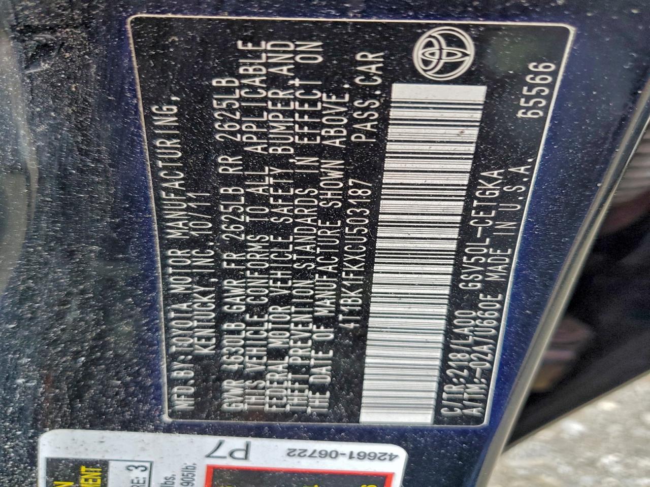 2012 TOYOTA CAMRY SE photo 12