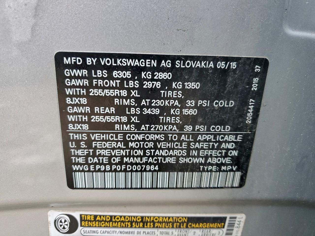 2015 VOLKSWAGEN TOUAREG V6 TDI photo 13