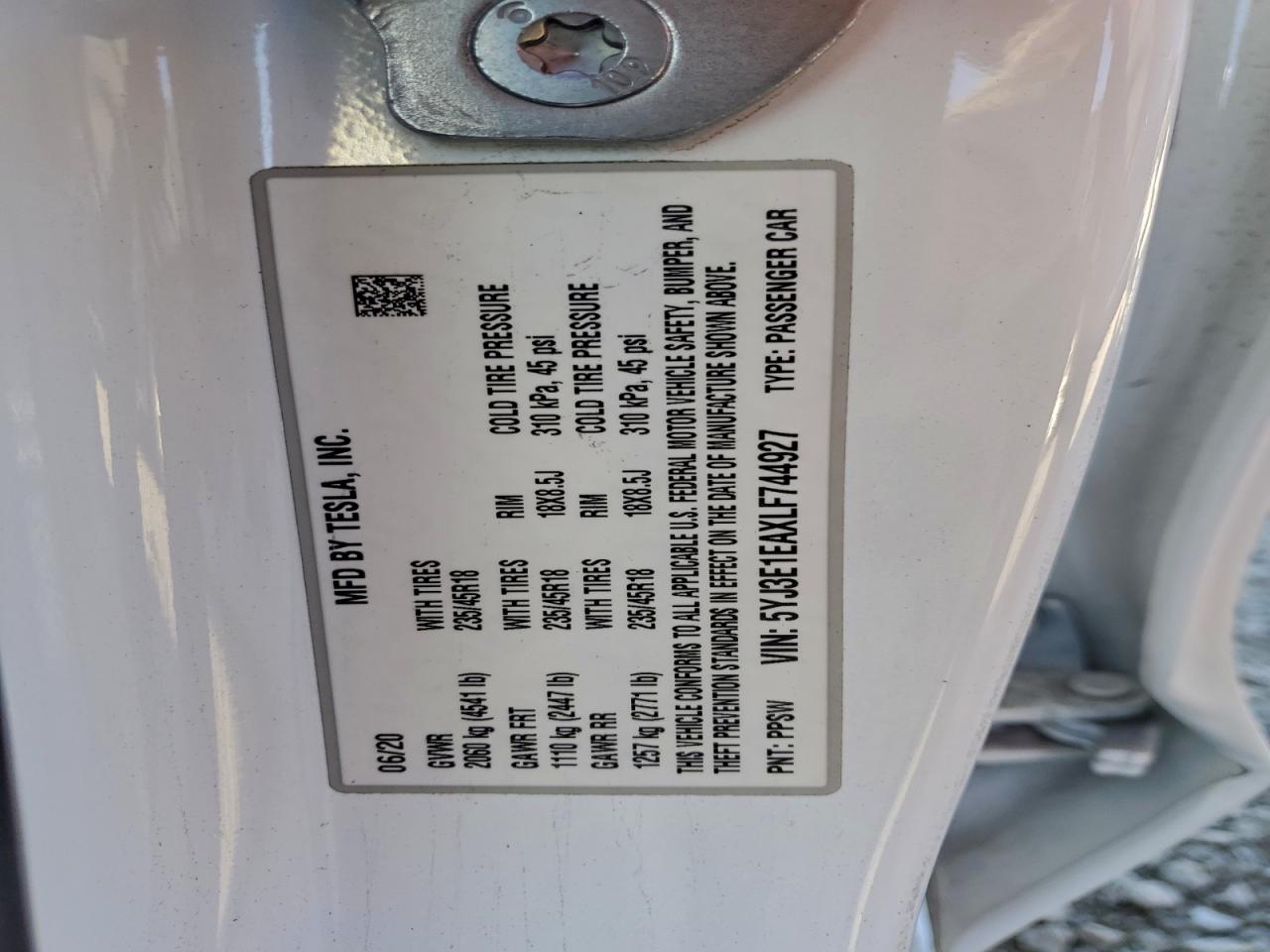 2020 TESLA MODEL 3 photo 12