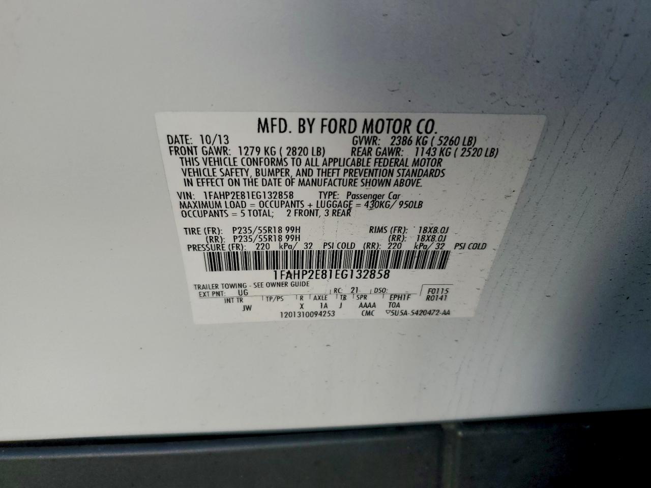 2014 FORD TAURUS SEL photo 12