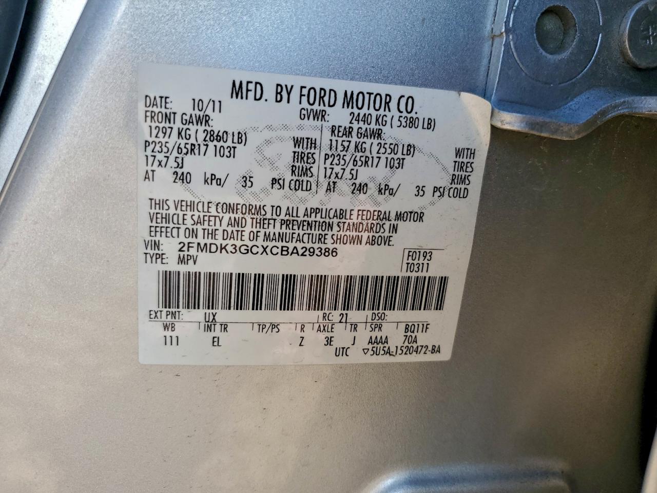 2012 FORD EDGE SE photo 34