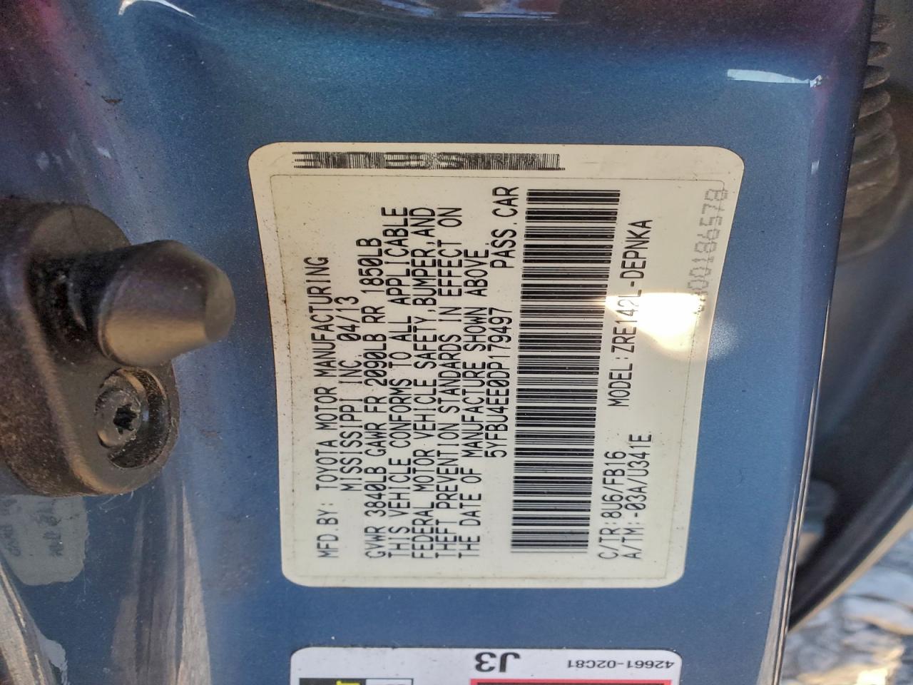 2013 TOYOTA COROLLA BASE photo 12