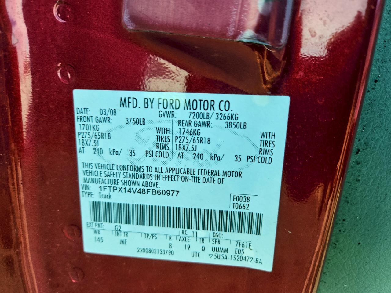 2008 FORD F150 photo 12