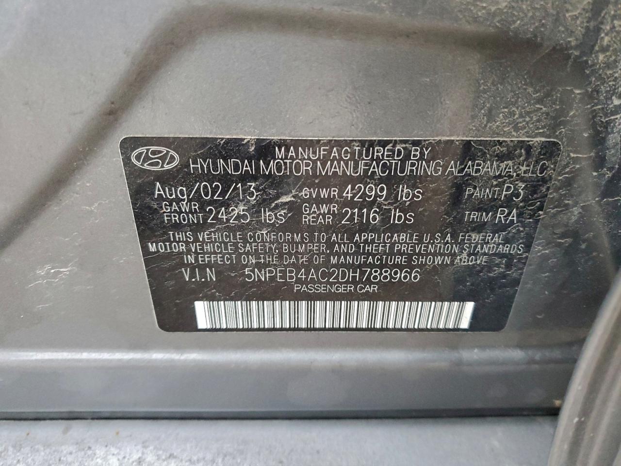 2013 HYUNDAI SONATA GLS photo 12