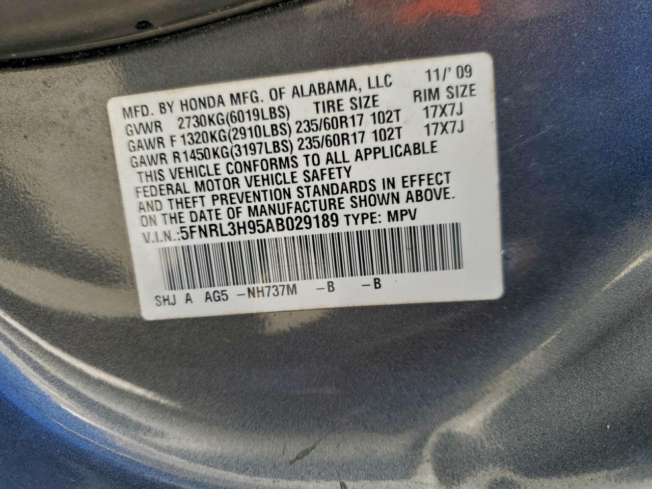 2010 HONDA ODYSSEY TOURING photo 25
