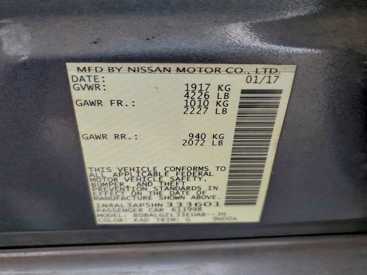 2017 NISSAN ALTIMA 2.5 photo 23