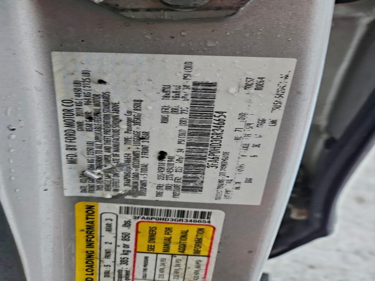 2016 FORD FUSION SE photo 12