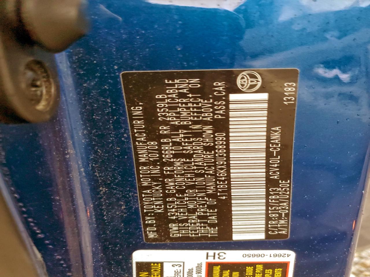 2009 TOYOTA CAMRY BASE photo 13