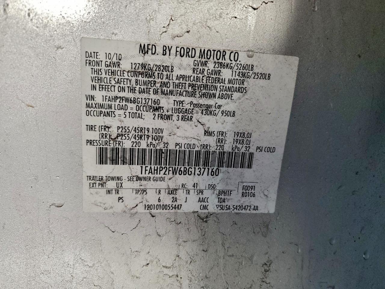 2011 FORD TAURUS LIMITED photo 12