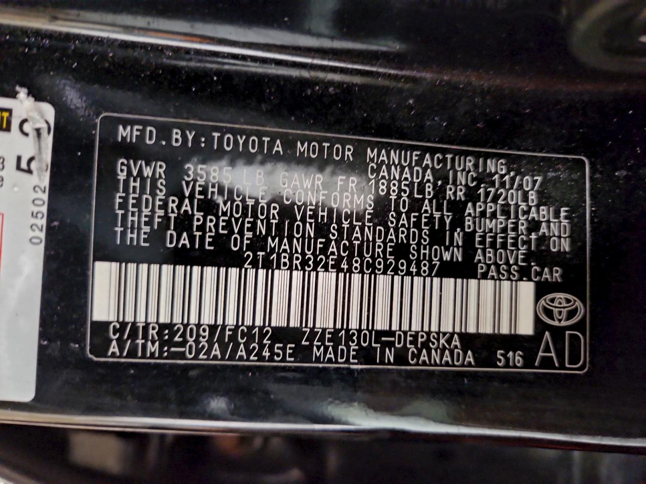 2008 TOYOTA COROLLA CE photo 13