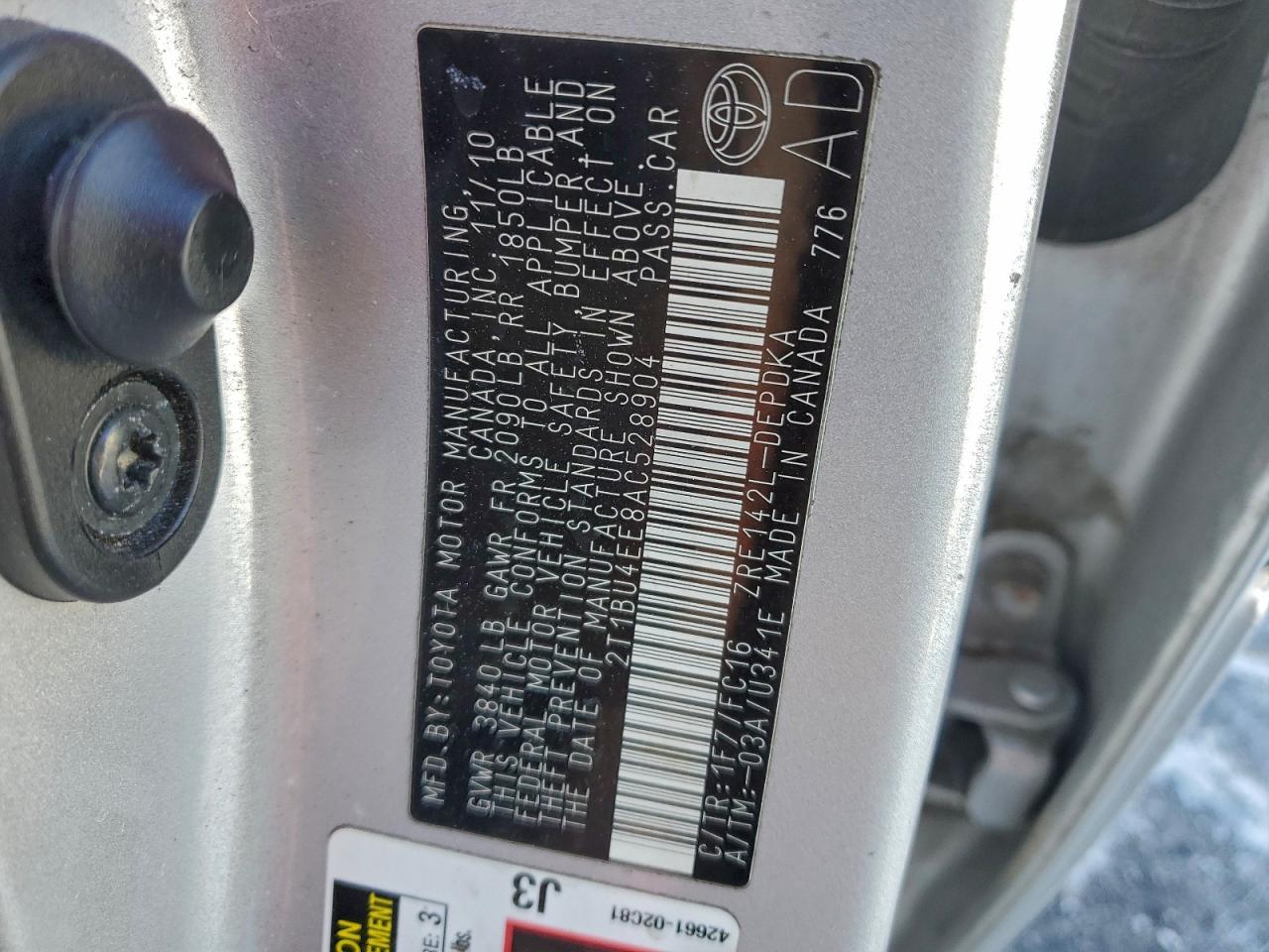 2010 TOYOTA COROLLA BASE photo 12