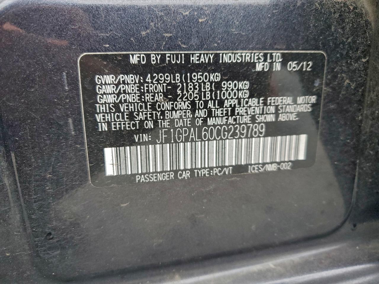 2012 SUBARU IMPREZA SPORT PREMIUM photo 14