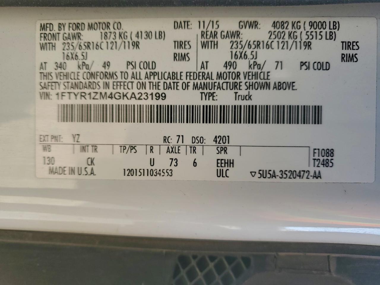 2016 FORD TRANSIT 250 DELIVERY VAN photo 25