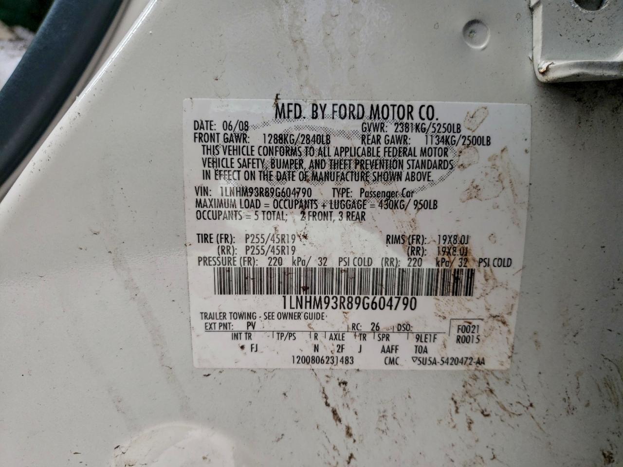 2009 LINCOLN MKS photo 12
