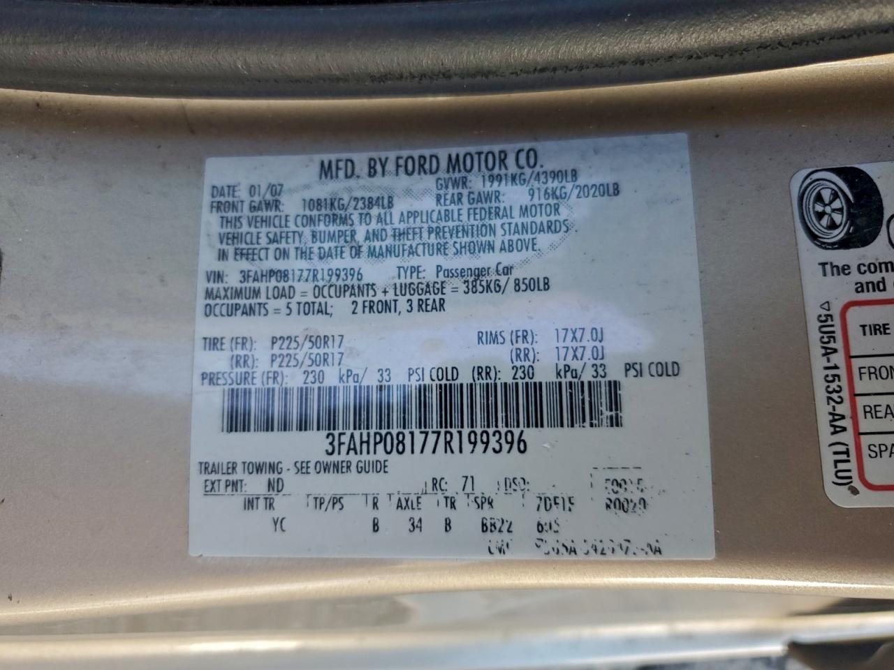 2007 FORD FUSION SEL photo 34
