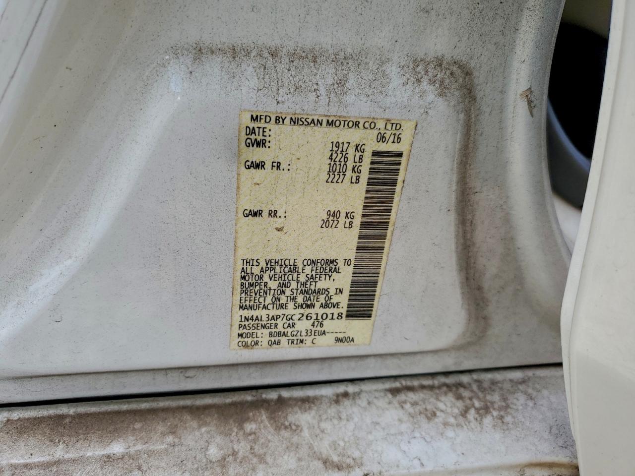 2016 NISSAN ALTIMA 2.5 photo 12