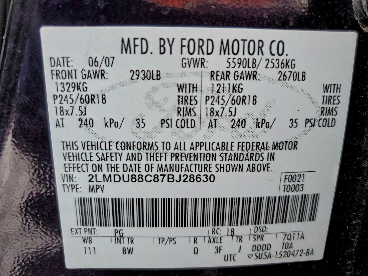 2007 LINCOLN MKX photo 13