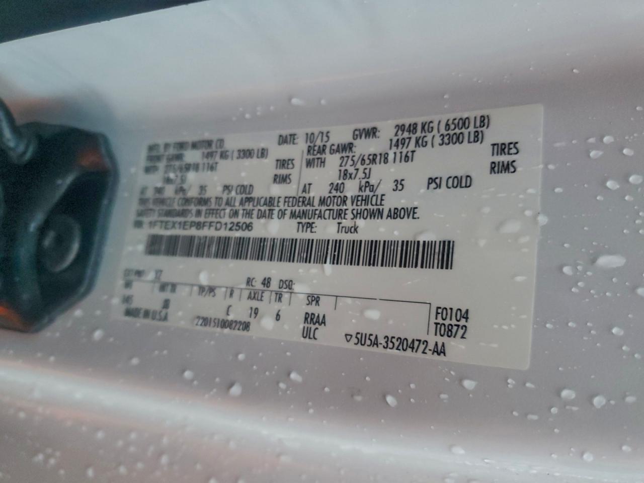 2015 FORD F150 SUPER CAB photo 12