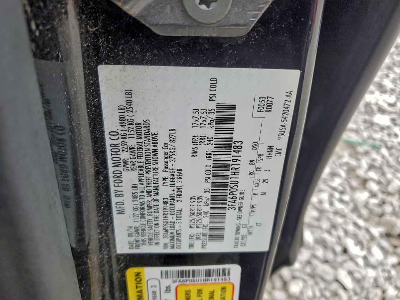 2017 FORD FUSION TITANIUM PHEV photo 23