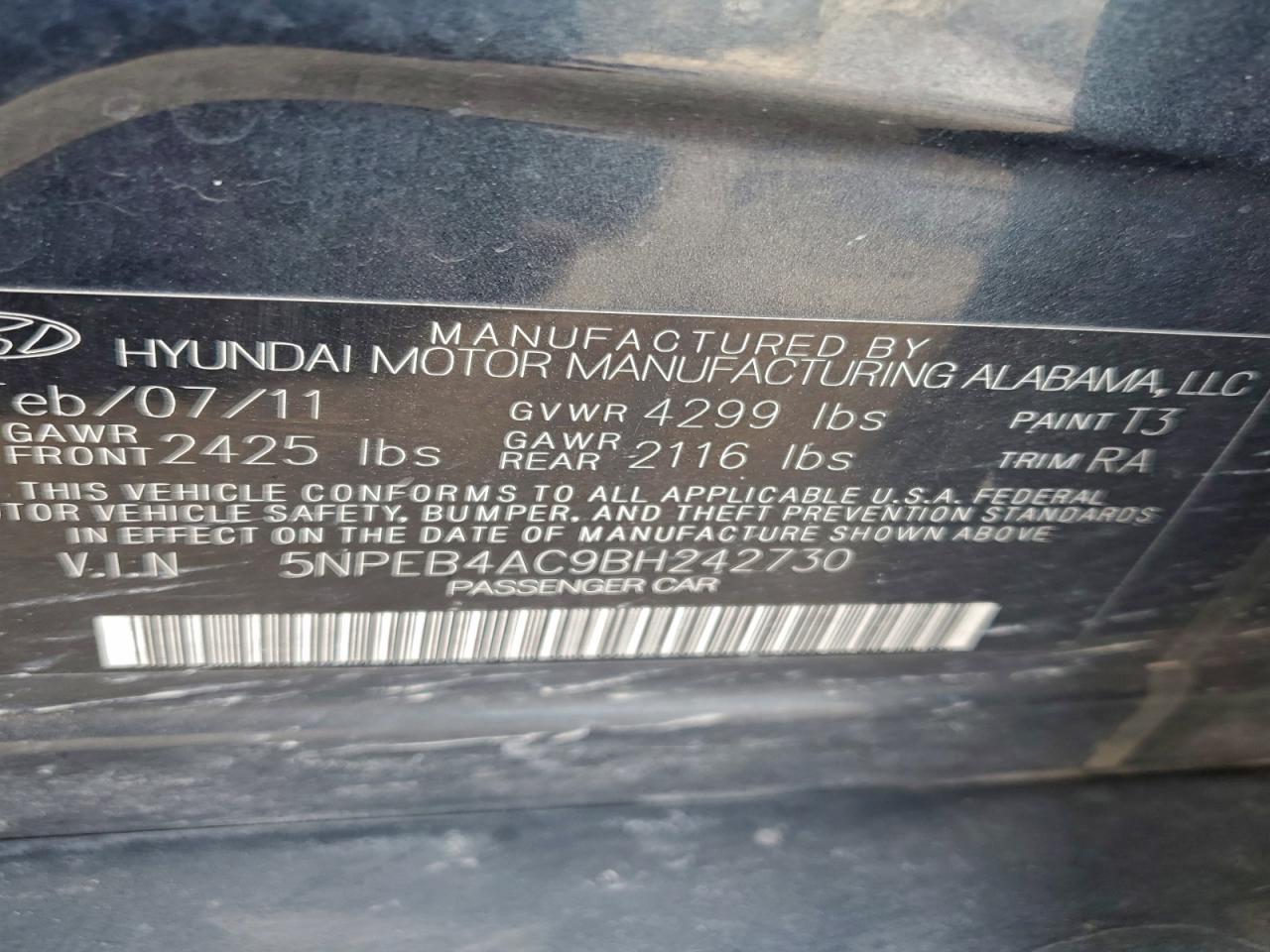 2011 HYUNDAI SONATA photo 13