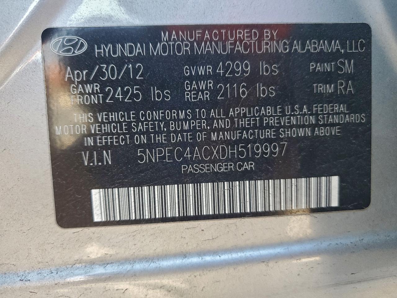2013 HYUNDAI SONATA SE photo 23