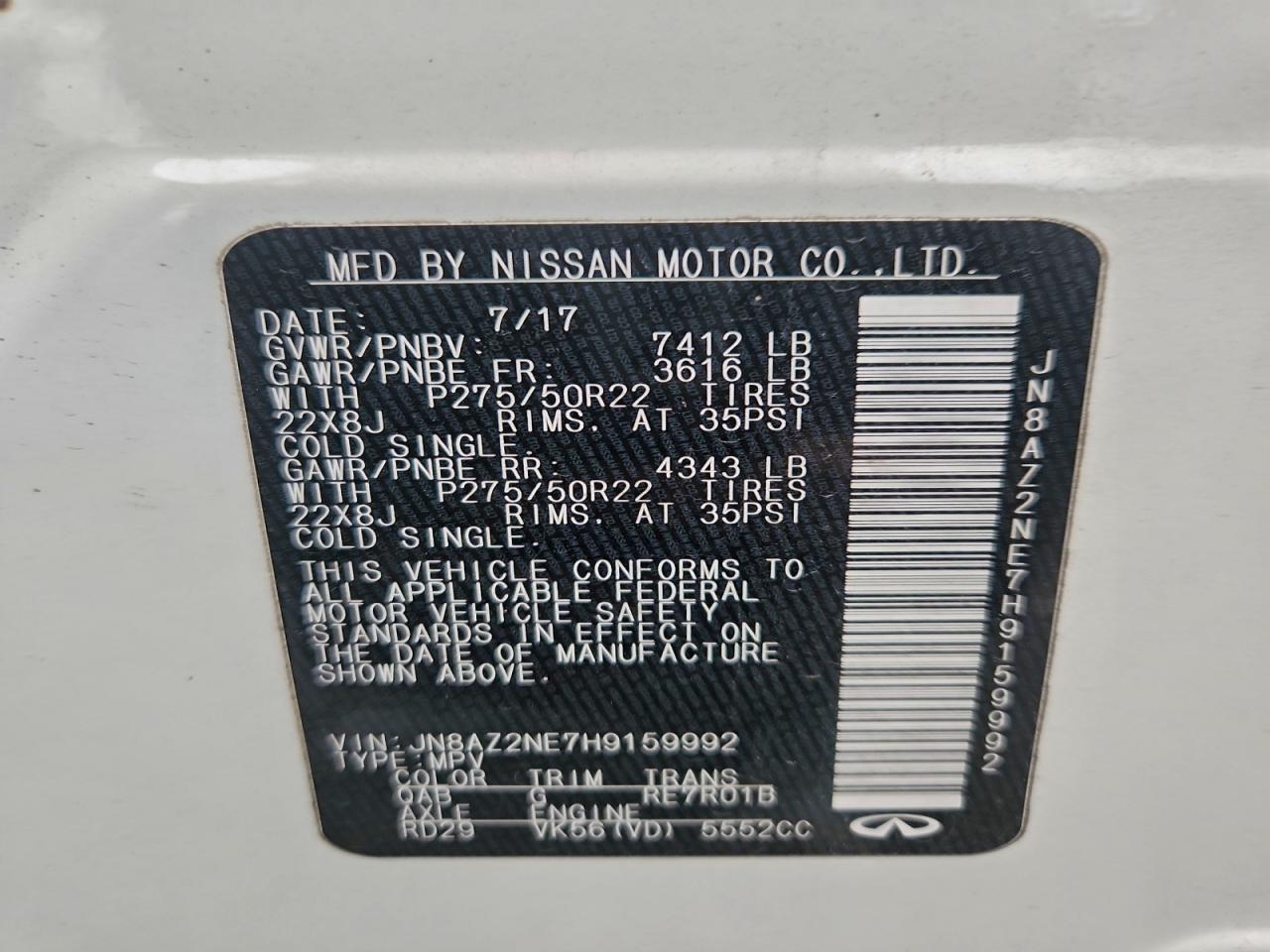 2017 INFINITI QX80 BASE photo 14