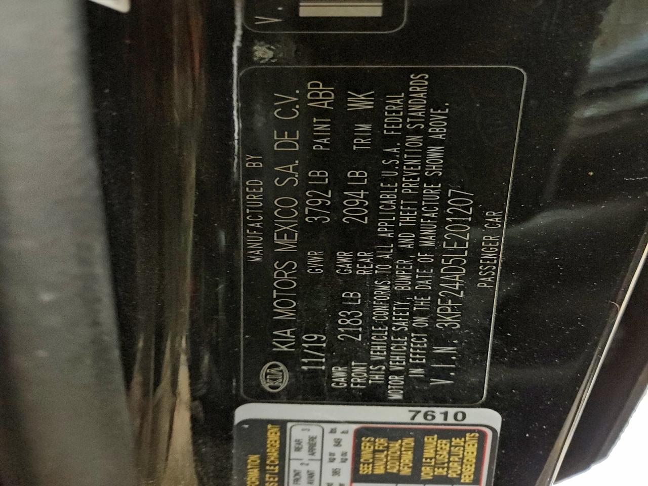 2020 KIA FORTE FE photo 13