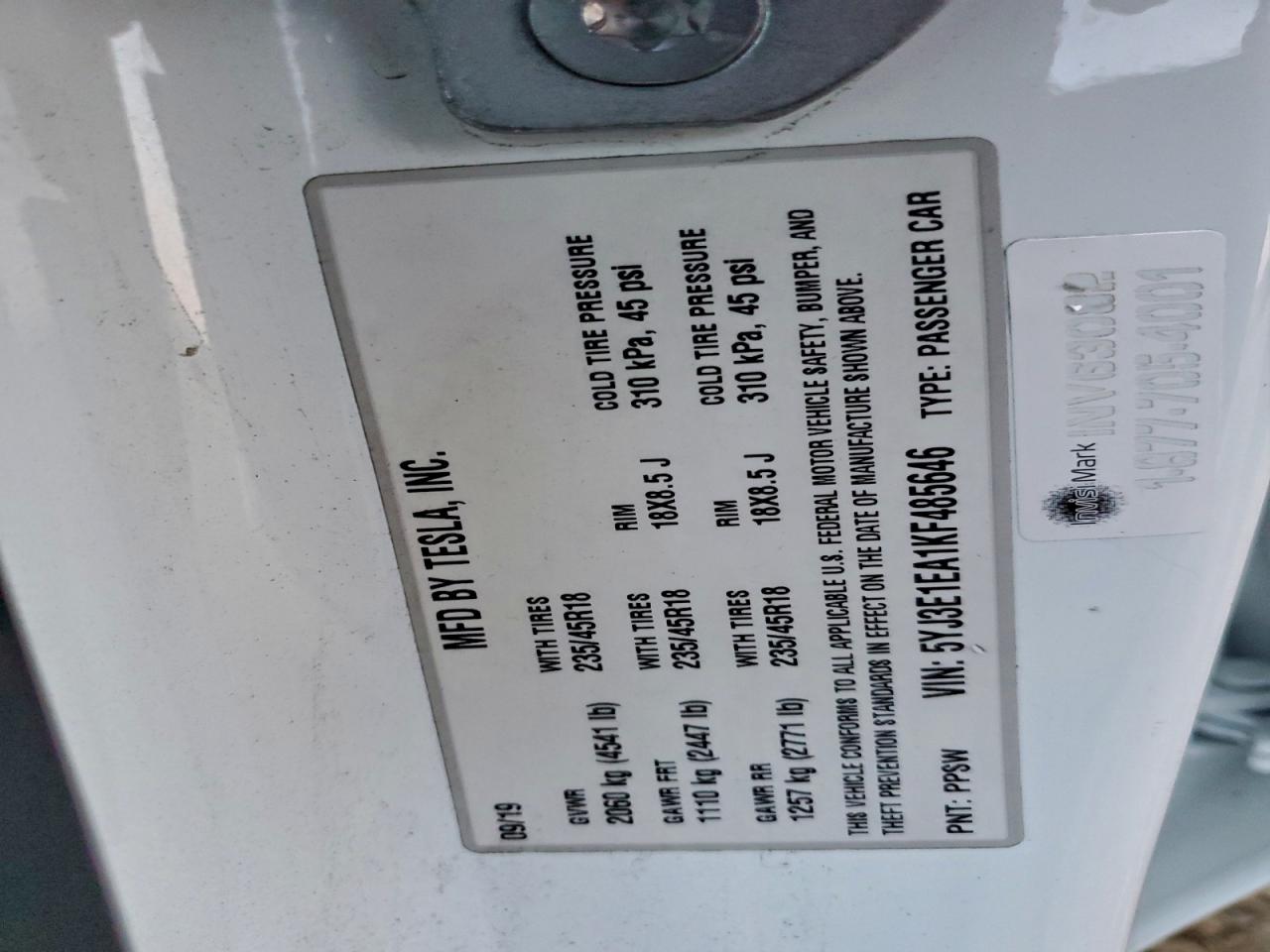 2019 TESLA MODEL 3 photo 13