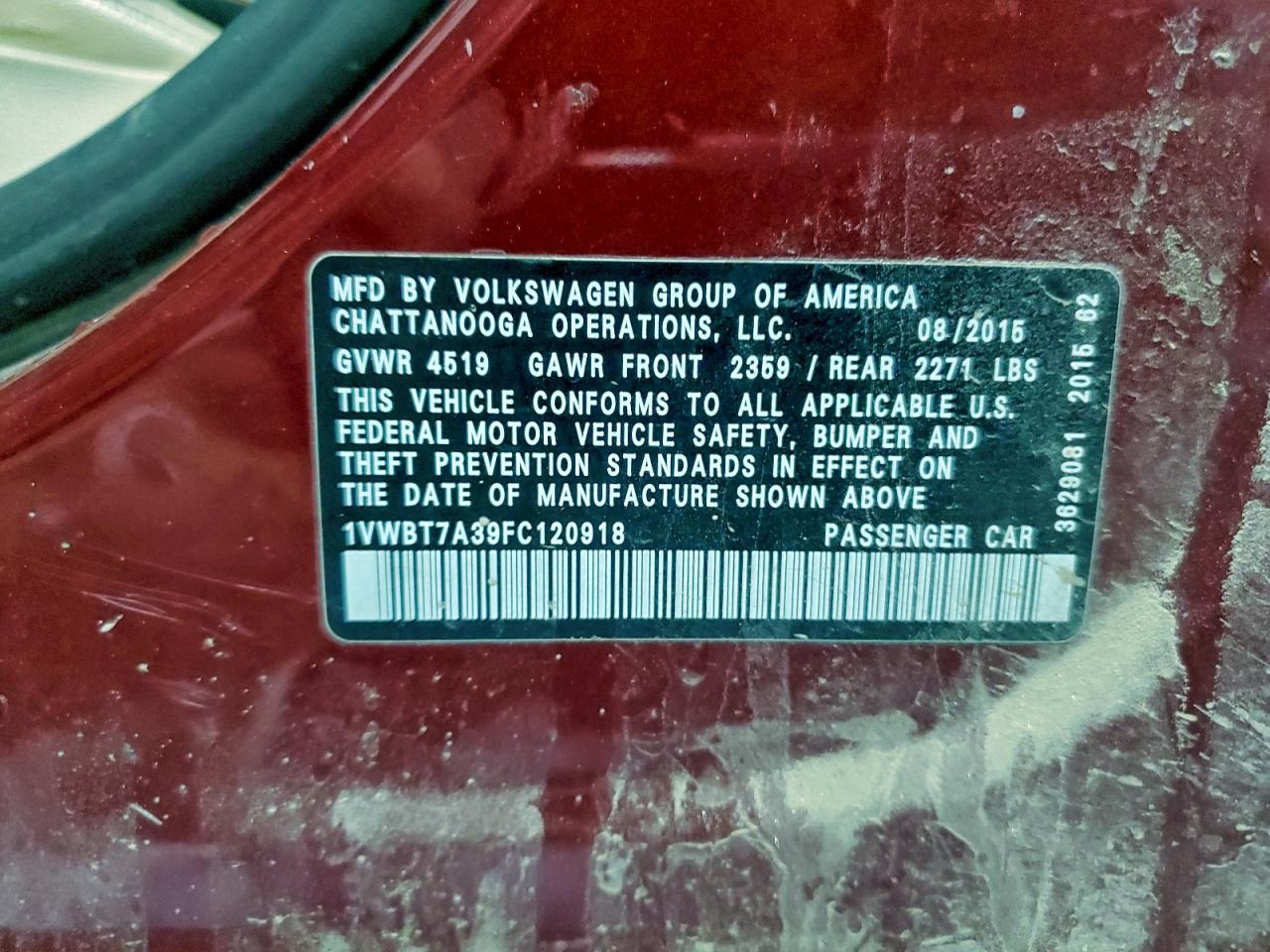 2015 VOLKSWAGEN PASSAT SE photo 49