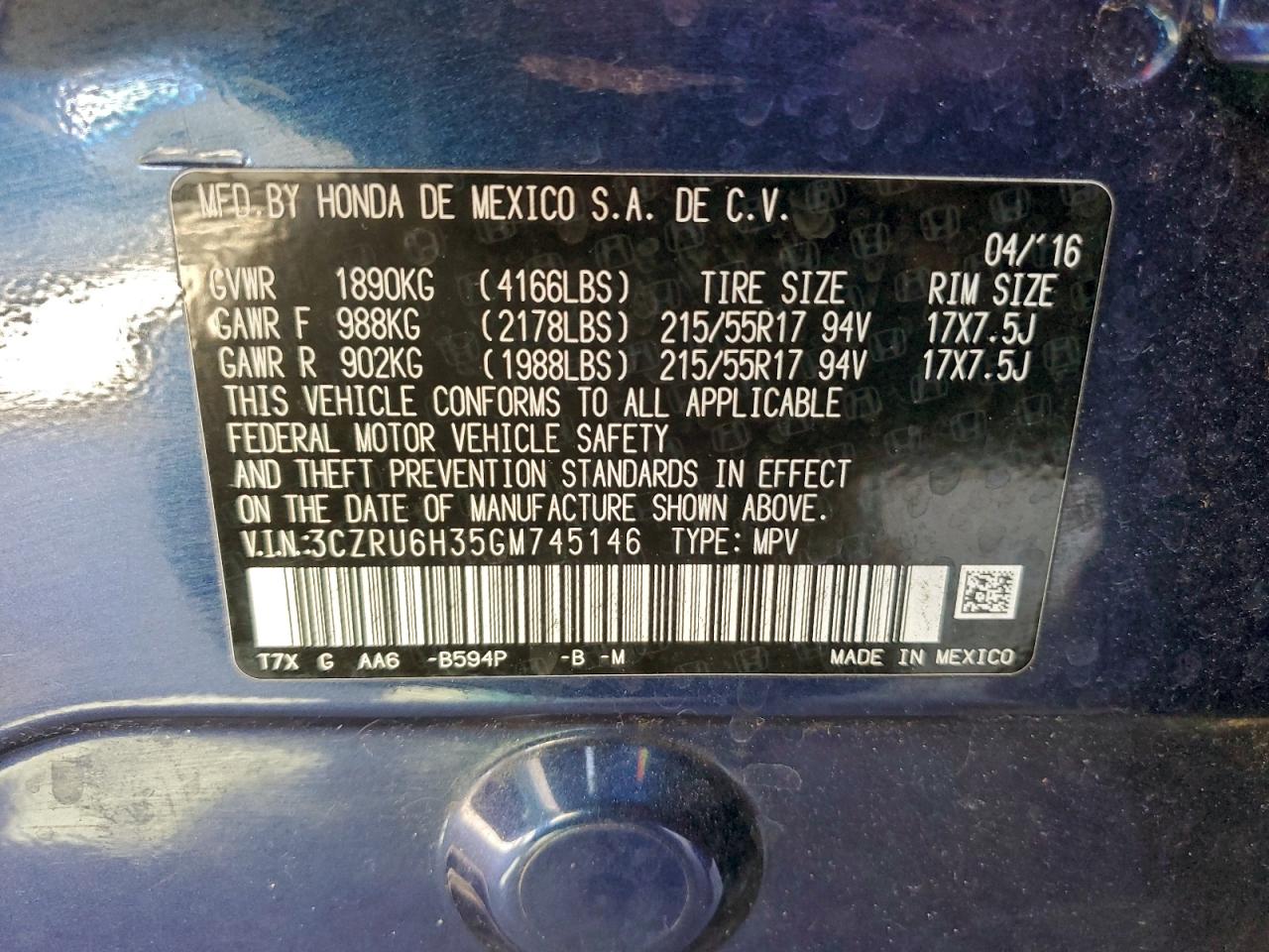 2016 HONDA HR-V LX photo 14