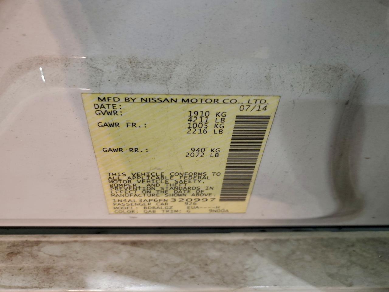 2015 NISSAN ALTIMA 2.5 photo 13