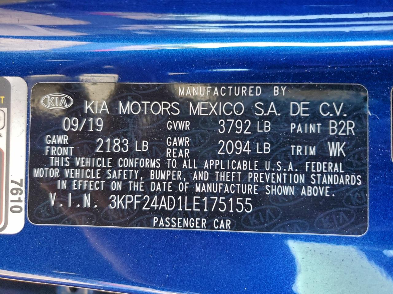 2020 KIA FORTE FE photo 12