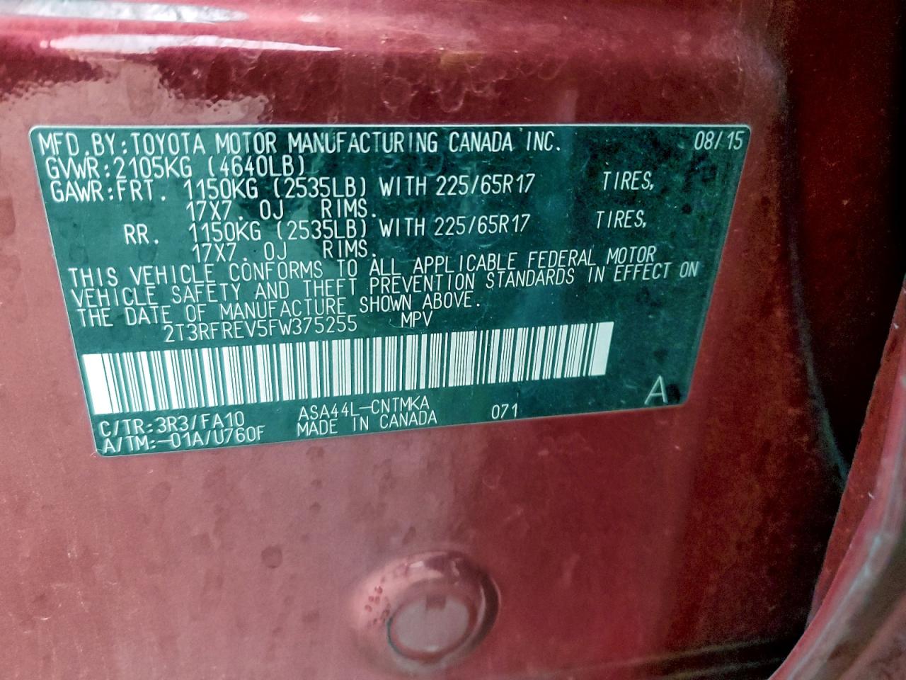 2015 TOYOTA RAV4 XLE photo 13