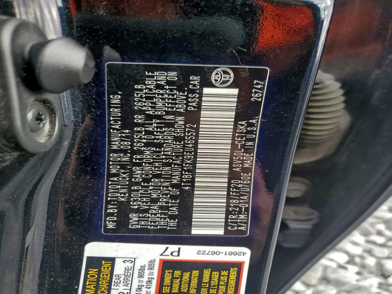 2014 TOYOTA CAMRY L photo 12