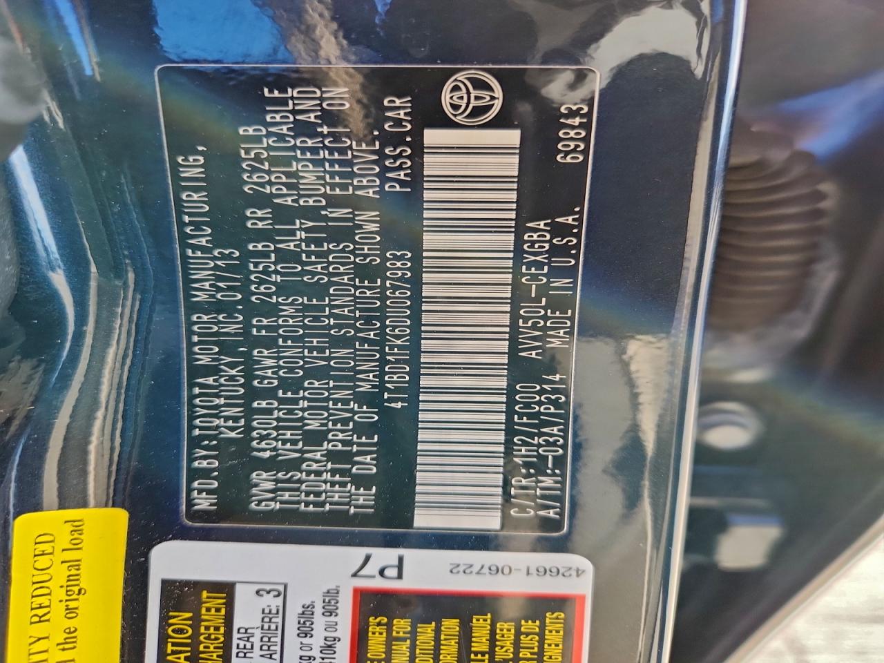 2013 TOYOTA CAMRY HYBRID photo 12