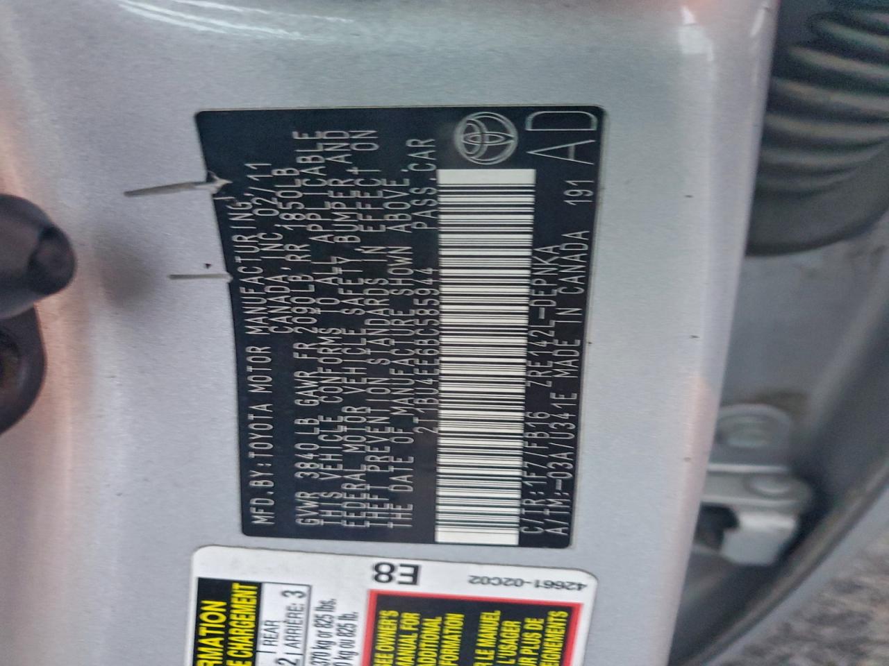 2011 TOYOTA COROLLA BASE photo 23