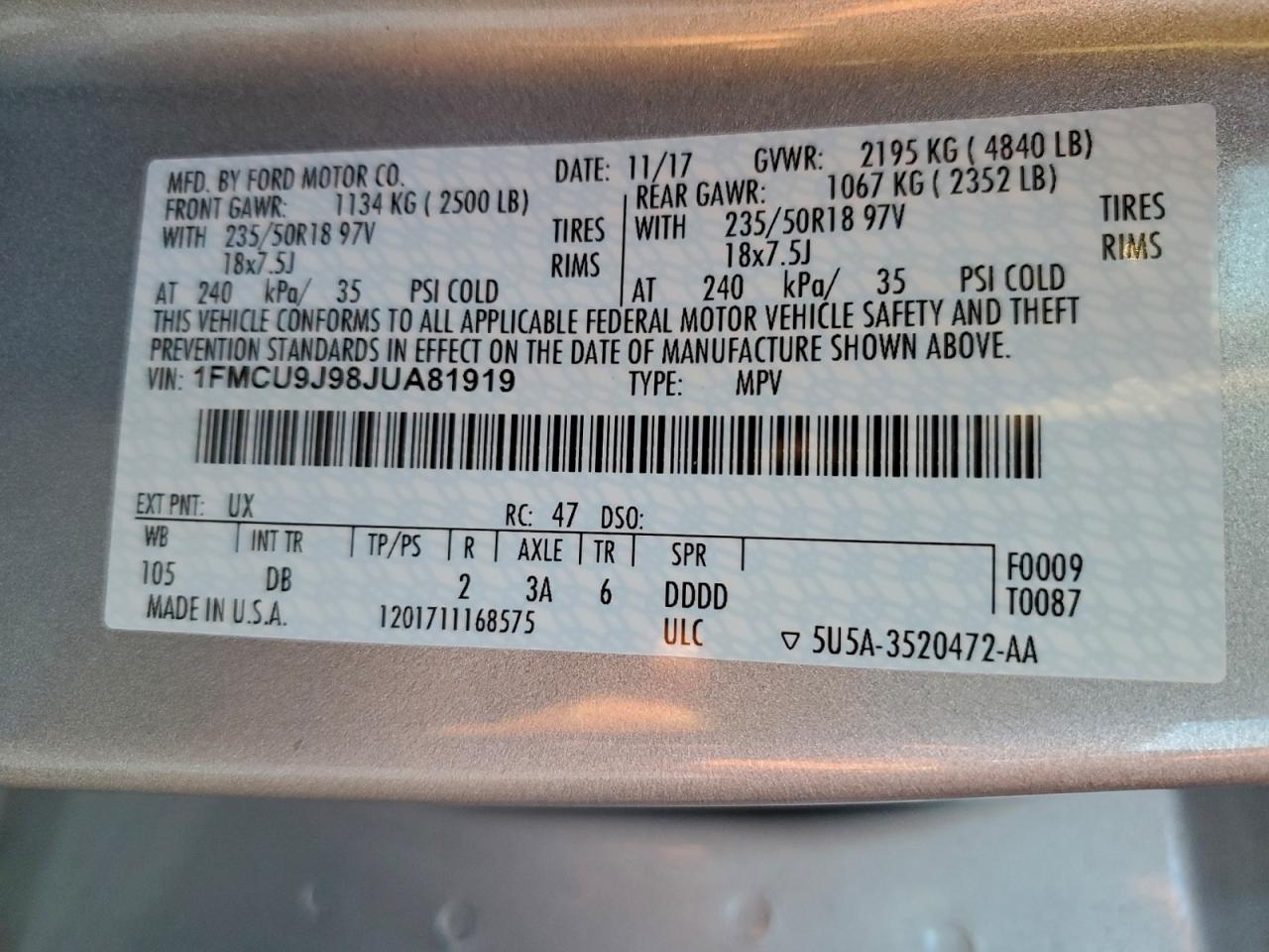 2018 FORD ESCAPE TITANIUM photo 37