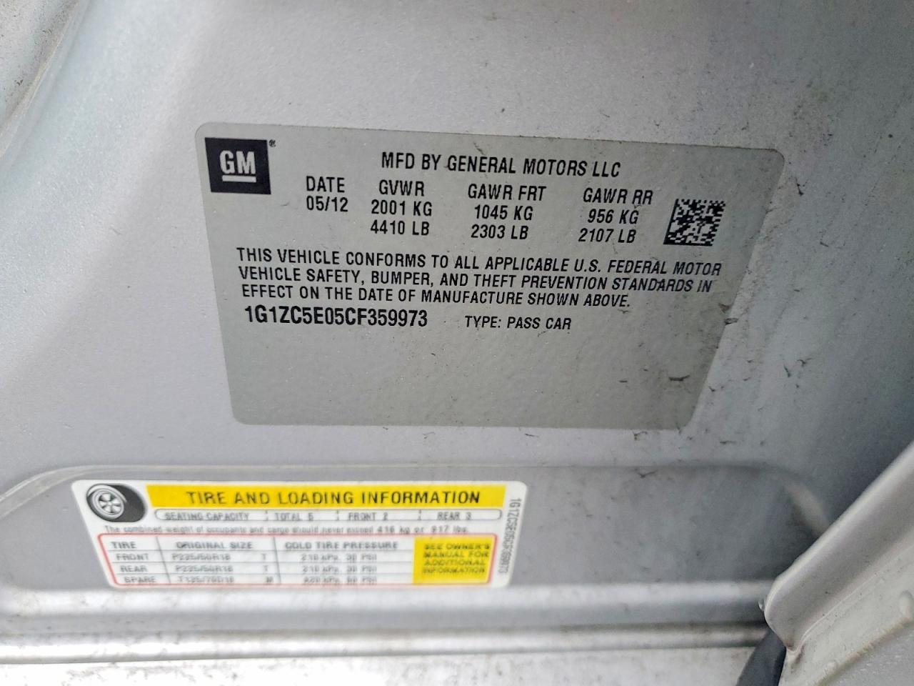 2012 CHEVROLET MALIBU 1LT photo 23