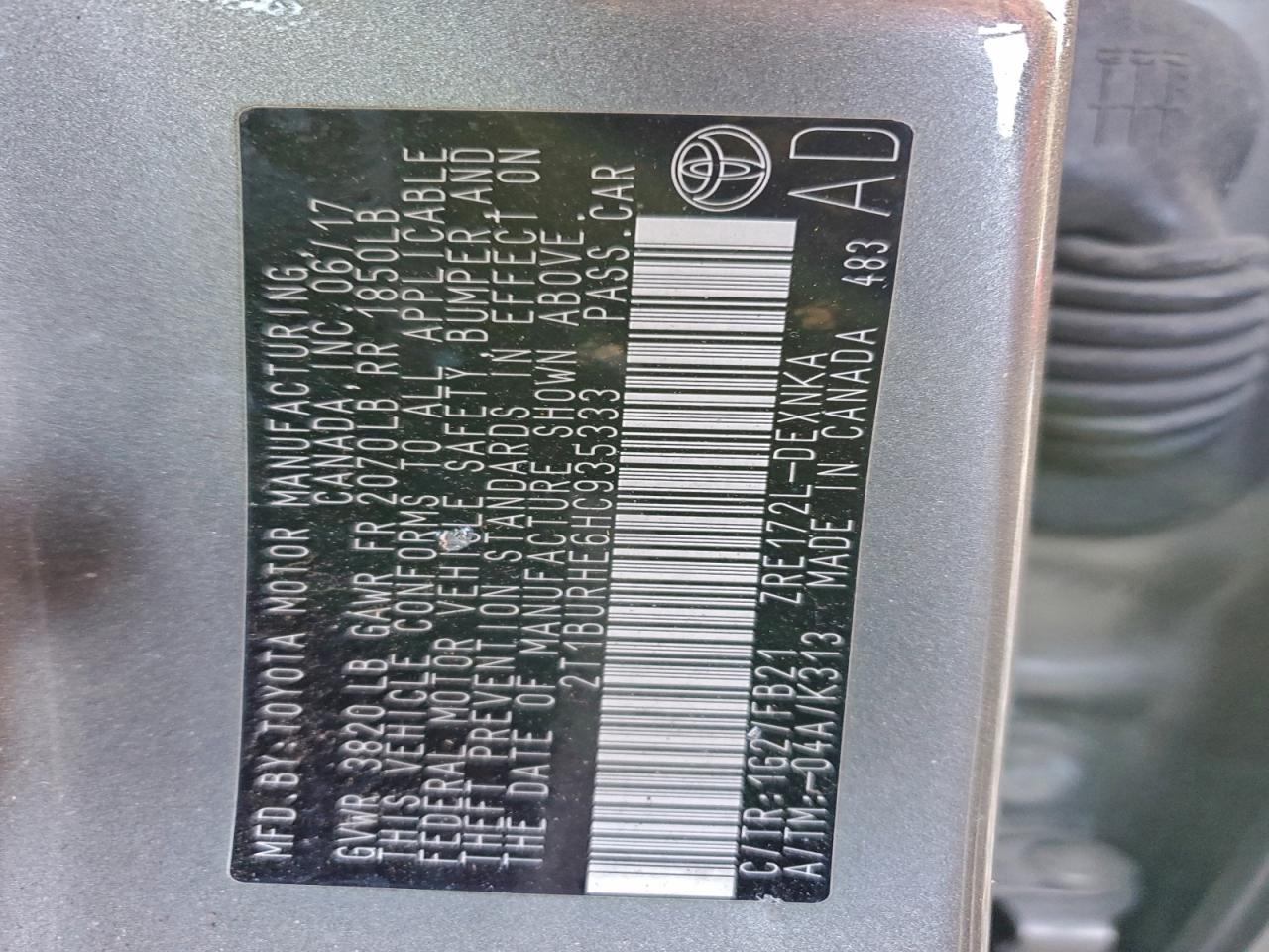 2017 TOYOTA COROLLA L photo 12