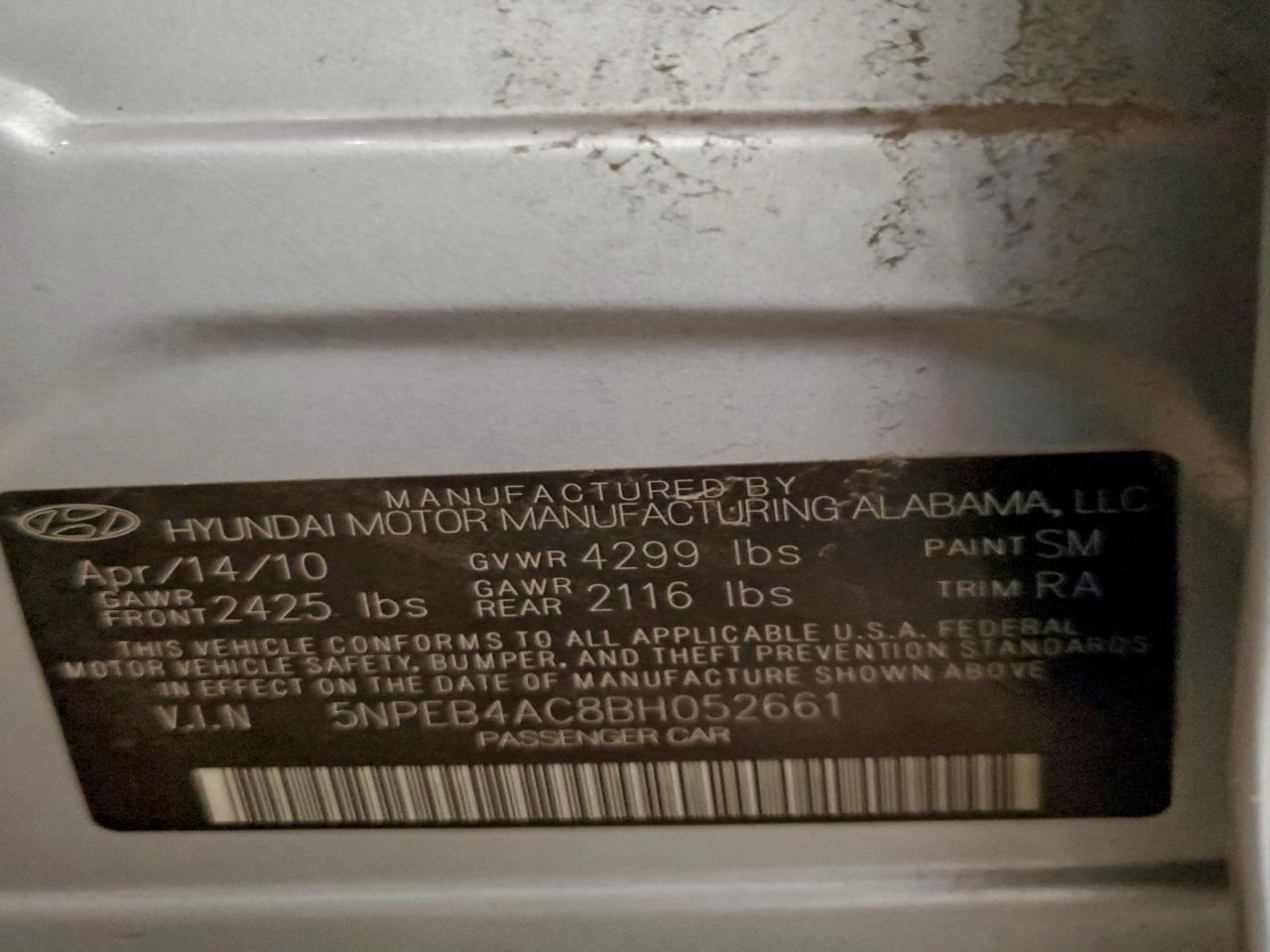 2011 HYUNDAI SONATA GLS photo 12