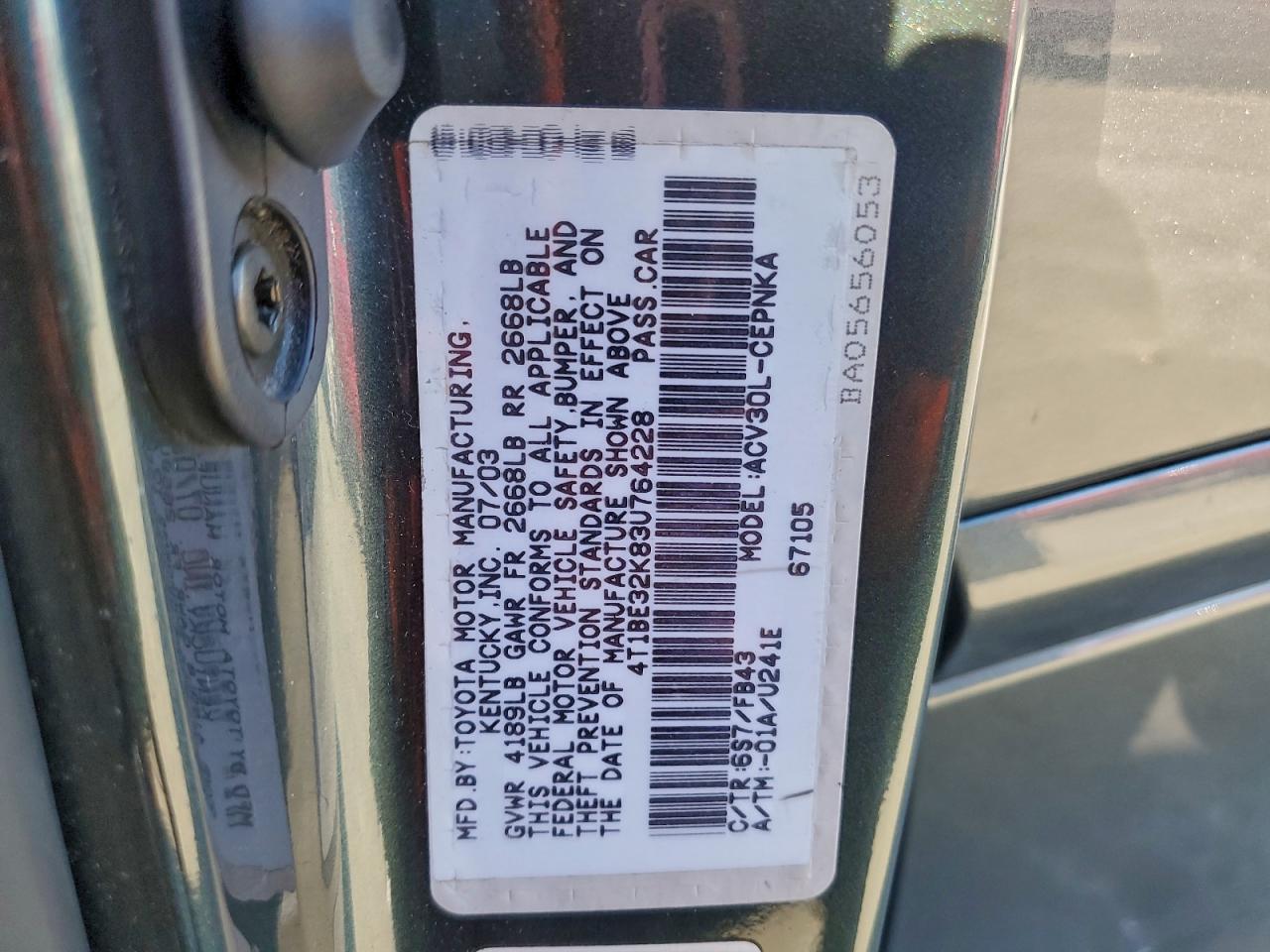 2003 TOYOTA CAMRY LE photo 23