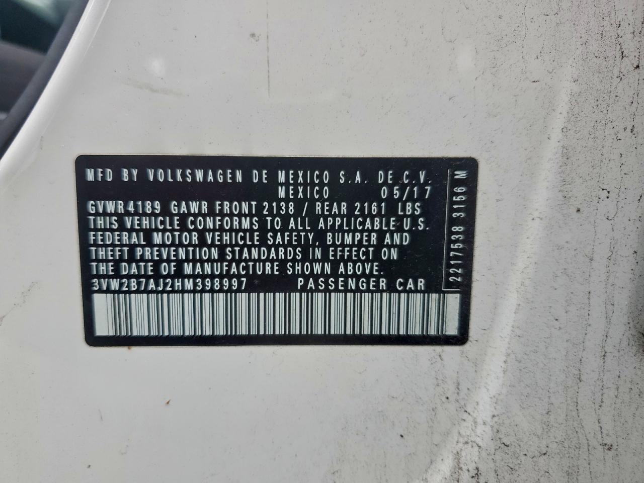 2017 VOLKSWAGEN JETTA S photo 12