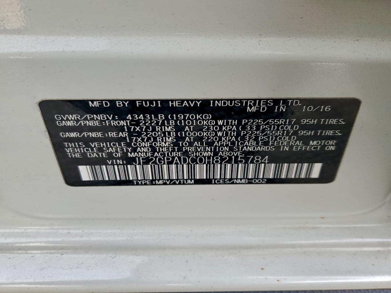 2017 SUBARU CROSSTREK PREMIUM photo 13