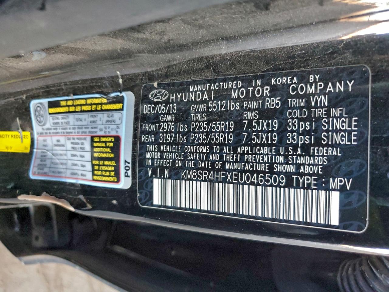 2014 HYUNDAI SANTA FE GLS photo 13